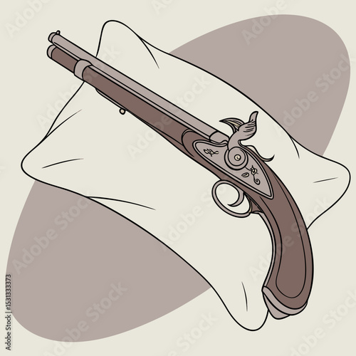 vector illustration of a pistol