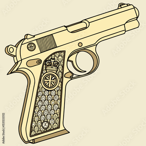 vector illustration of a pistol