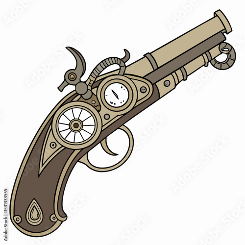 vector illustration of a pistol