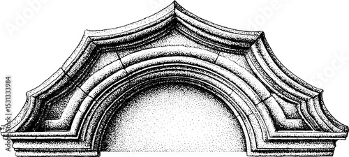 Architectural details of groined vault and quadripartite rib structure design