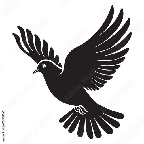 Black silhouette of a dove in flight peaceful bird icon