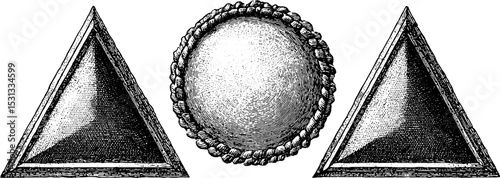 Geometric composition with interlaced triangles and central void design