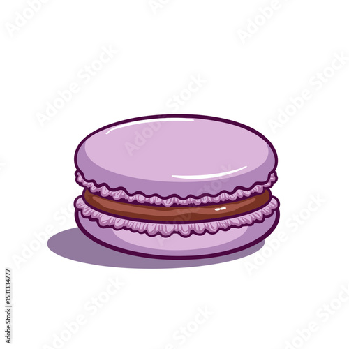 Lavender macaron vector, isolated on transparent background, ideal for dessert menus, culinary presentations