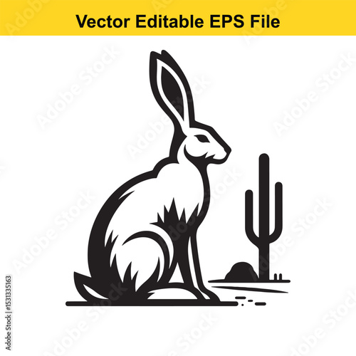 Desert Jackrabbit Silhouette: A Vector Illustration of Wildlife in the Southwest