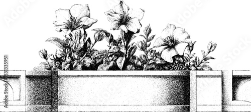 Floral mosaic mural and decorative façade screen design for architectural enhancement