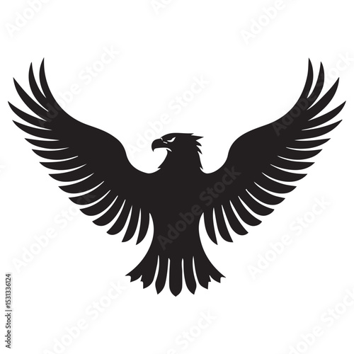 Black silhouette of an eagle with wings spread wide