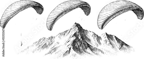 Adventure and freedom with paragliding over majestic mountain ridge