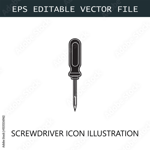 Screwdriver Icon Logo Vector Image in Black and White

