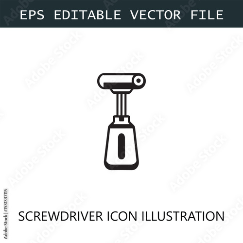 Screwdriver Icon Logo Vector Image in Black and White
