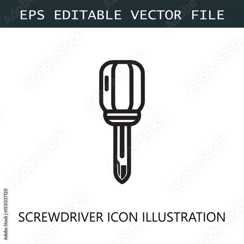 Screwdriver Icon Logo Vector Image in Black and White
