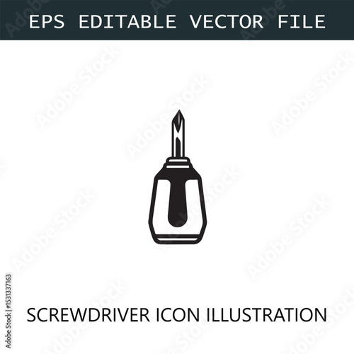 Screwdriver Icon Logo Vector Image in Black and White
