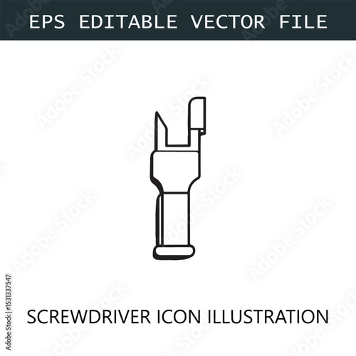 Screwdriver Icon Logo Vector Image in Black and White
