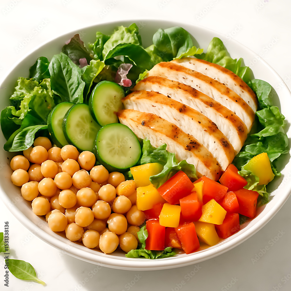 Grilled Chicken and Chickpea Salad Bowl A Healthy and Delicious Meal Grilled Chicken and Chickpea Salad Bowl A Healthy and Delicious Meal