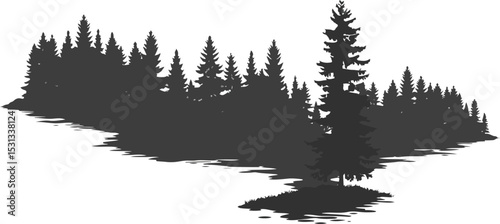 Northern Forest Silhouette - Evergreen Tree Line Landscape