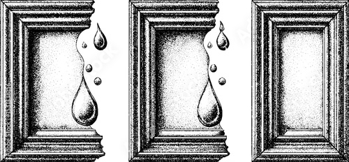 Decorative shower screen frame with water droplet detail for interior design