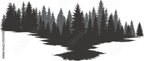Northern Forest Silhouette - Evergreen Tree Line Landscape