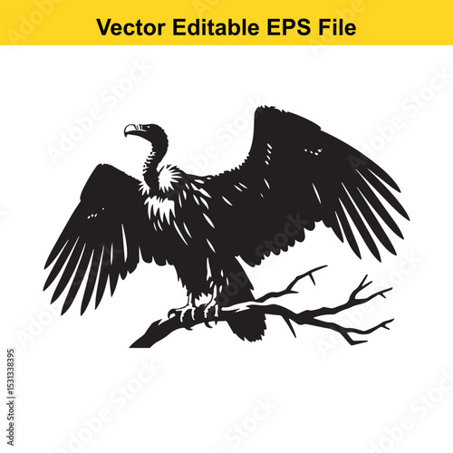 Majestic Vulture Silhouette Perched on a Branch
