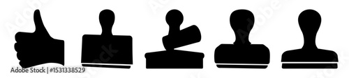 Collection of Various Style Stamps in Black and White Vector Illustration