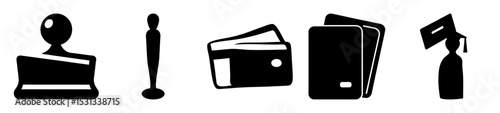 Simple black and white icons representing different aspects of life milestones