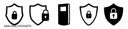 Set of icons representing security and protection, emphasizing data privacy and access control