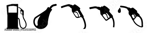 Fueling Up Silhouettes A Graphic Representation of Gas Station Equipment and Spillage