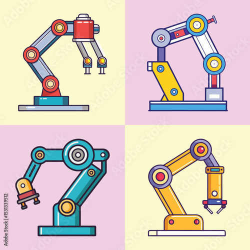 Robot Arm Flat Illustration Futuristic Mechanical Limb