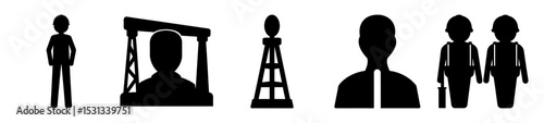 Illustration of black silhouettes related to oil and gas industry workers
