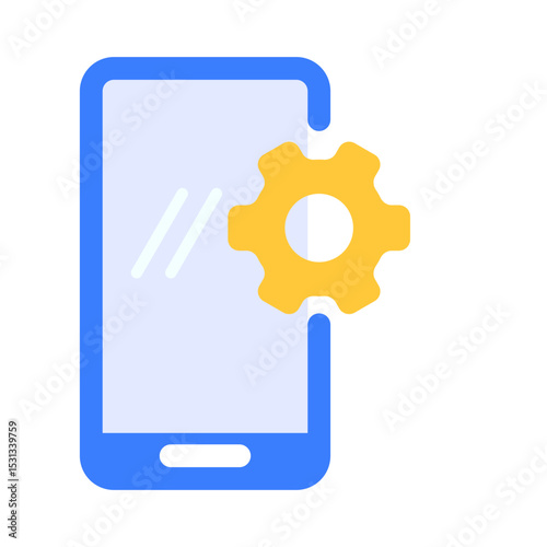 mobile phone icon with cogwheel icon