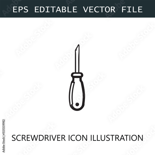 Screwdriver Icon Logo Vector Image in Black and White
