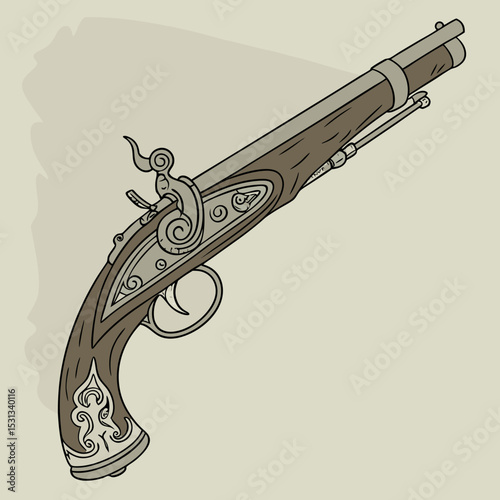 vector illustration of a pistol