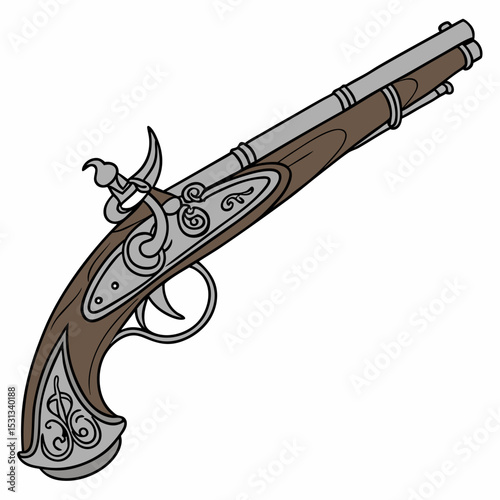 vector illustration of a pistol