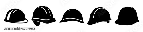 A series of different styled helmets for safety and protection purpose