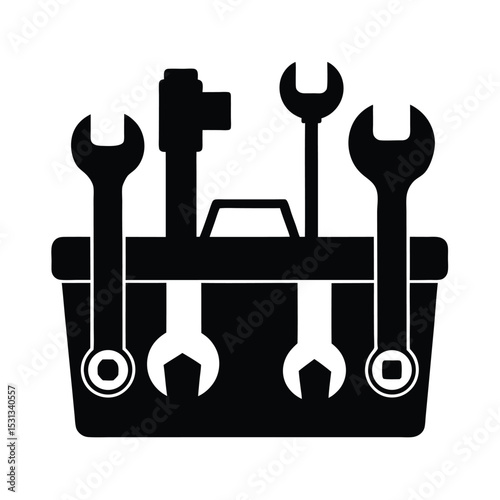 Mechanic tool set vector silhouette