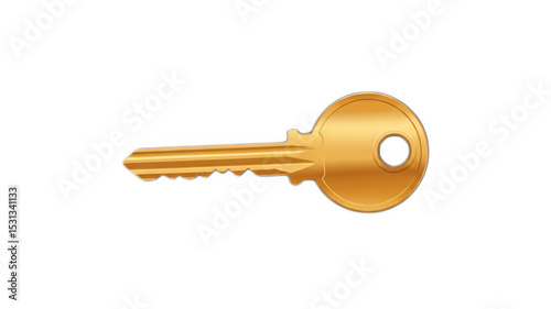 Golden key on transparent background
