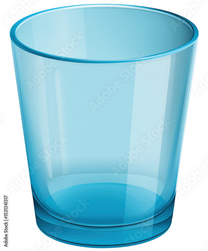 Single blue glass on transparent background