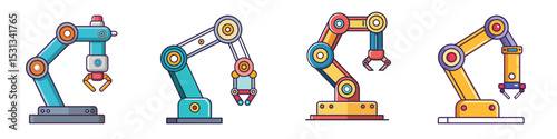 Robot Arm Flat Illustration Futuristic Mechanical Limb