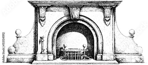 Victorian fireplace mantel with marble heart design for classic interior decor