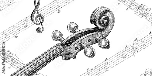 Elegant musical composition featuring violin and notes for artistic design
