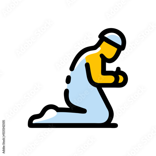 Muslim Man Kneeling in Prayer A Simple Illustration