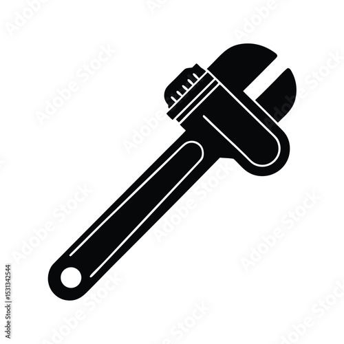 Pipe wrench vector silhouette