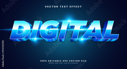 Digital Neon Style 3d editable text effect template Suitable for modern theme
