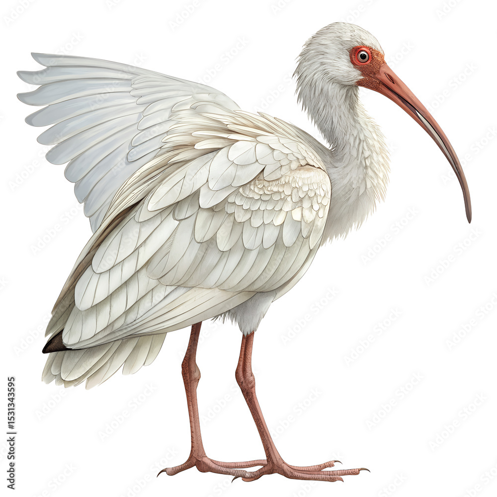 Fototapeta premium White Ibis Bird Standing – Realistic Transparent PNG