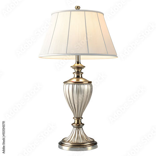  Vintage Style Table Lamp with White Shade – Transparent PNG