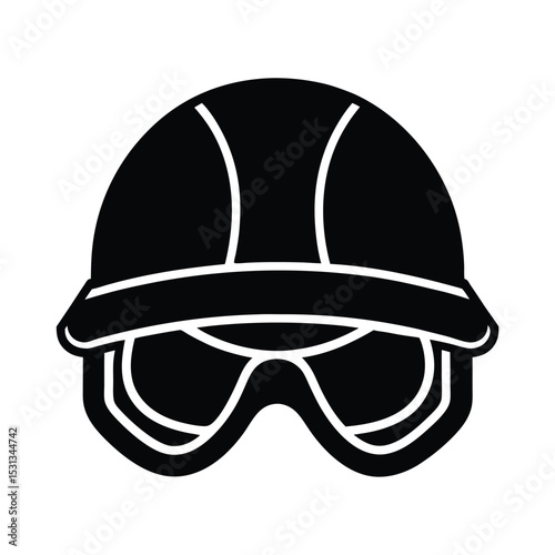 Safety helmet with goggles vector silhouette