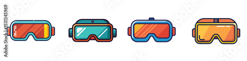 Virtual Reality Glasses Flat Illustration Futuristic VR Headset Vector Design