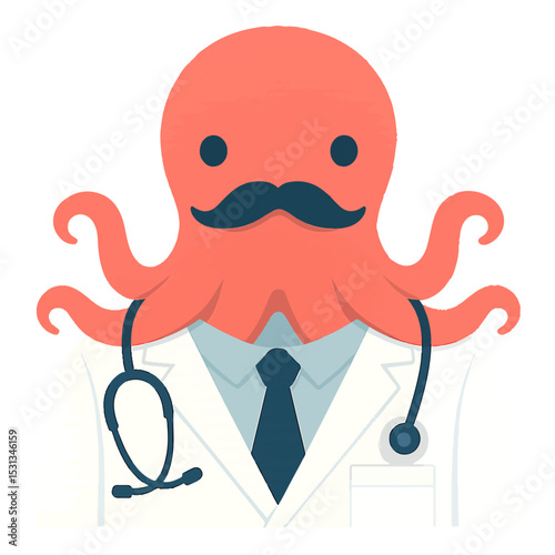 octopus in a medical suit animal vector on a white background
Vector animal in a medical suit on a white background