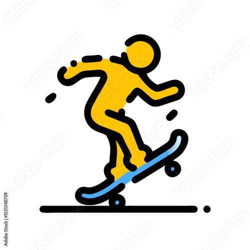 Dynamic Skateboarding Illustration  Action Pose of a Skater