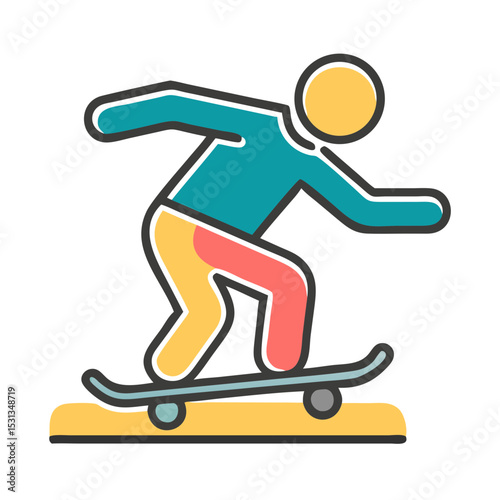 Skateboarding Icon Dynamic Illustration of a Skater Performing a Trick