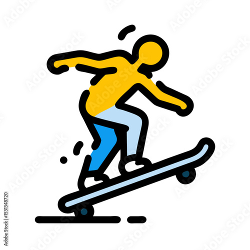 Skateboarding Illustration Dynamic Action Pose of a Skater