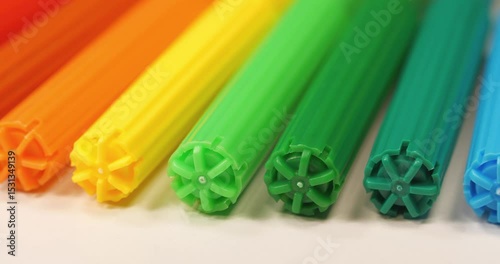 Varicolored felt-tip pens of rainbow colors. Cinema 4K 60fps video